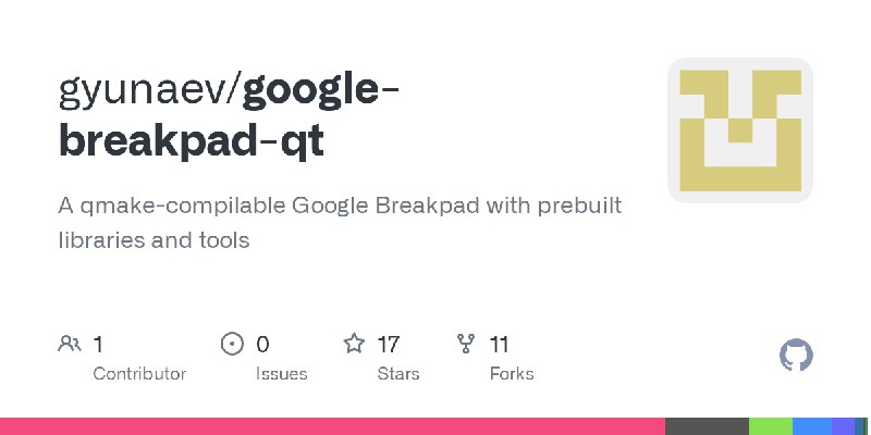 GitHub - gyunaev/google-breakpad-qt: A qmake-compilable Google Breakpad with prebuilt libraries and tools