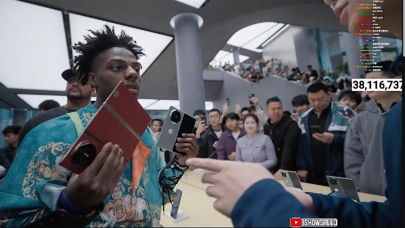 IShowSpeed 玩完香港再遊深圳，睇中華為摺疊手機大叫：「我全都要！」