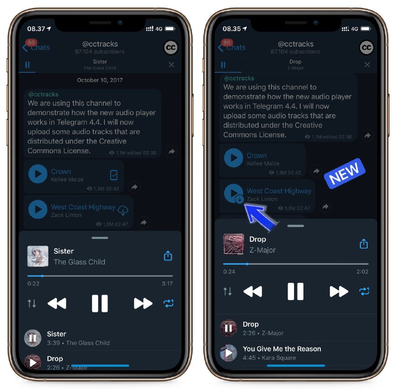 🆕 Redesign in music files button@Telegram #iOS #beta v.7.1.2