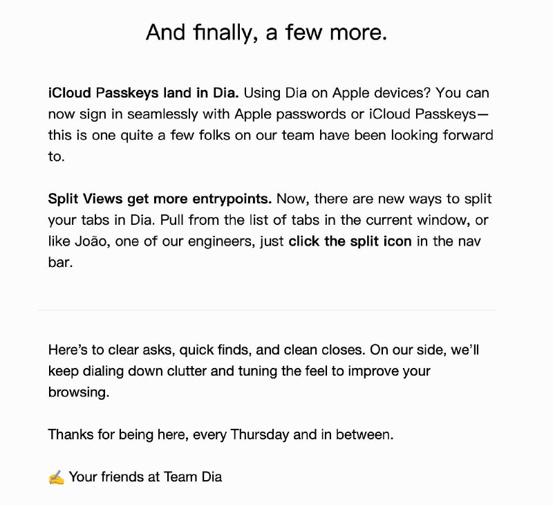 感觉大概是这群人做dia的时候终于弄懂chromium怎么用iCloud passkey的配置了，然后顺手给arc也加上了可惜dia好像并没有侧边标签页